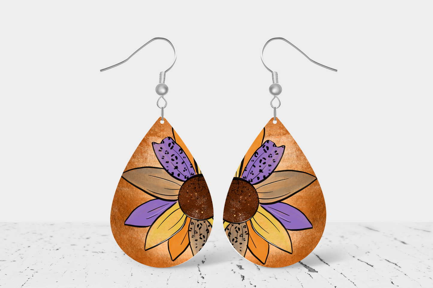 BOHO Half Daisy Teardrop Earrings
