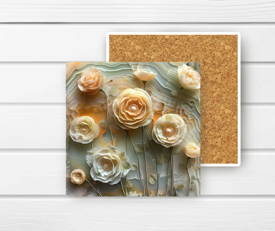 4x4 Coaster - Floral Ceramic