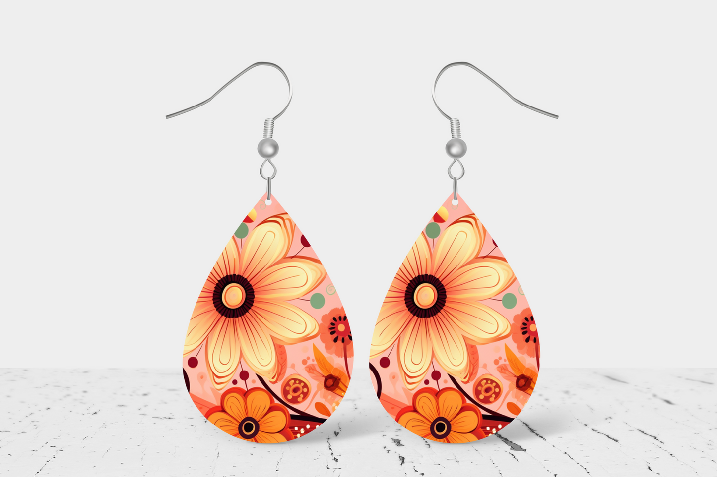 BOHO Daisy Floral Teardrop Earrings