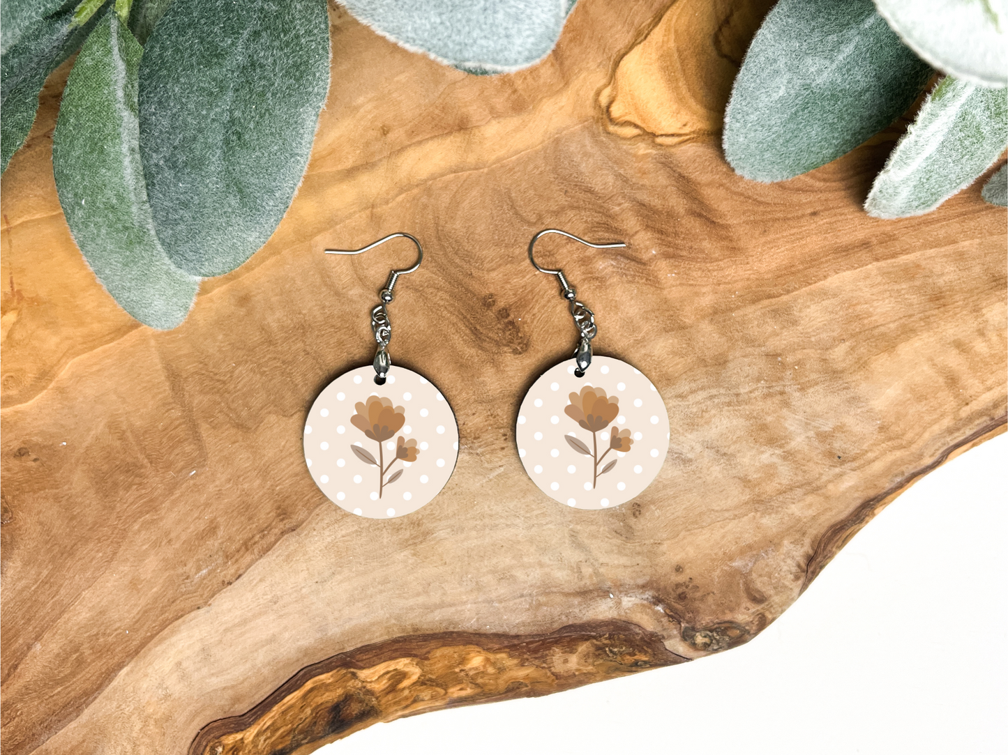Polka Dot Flower Round Earrings