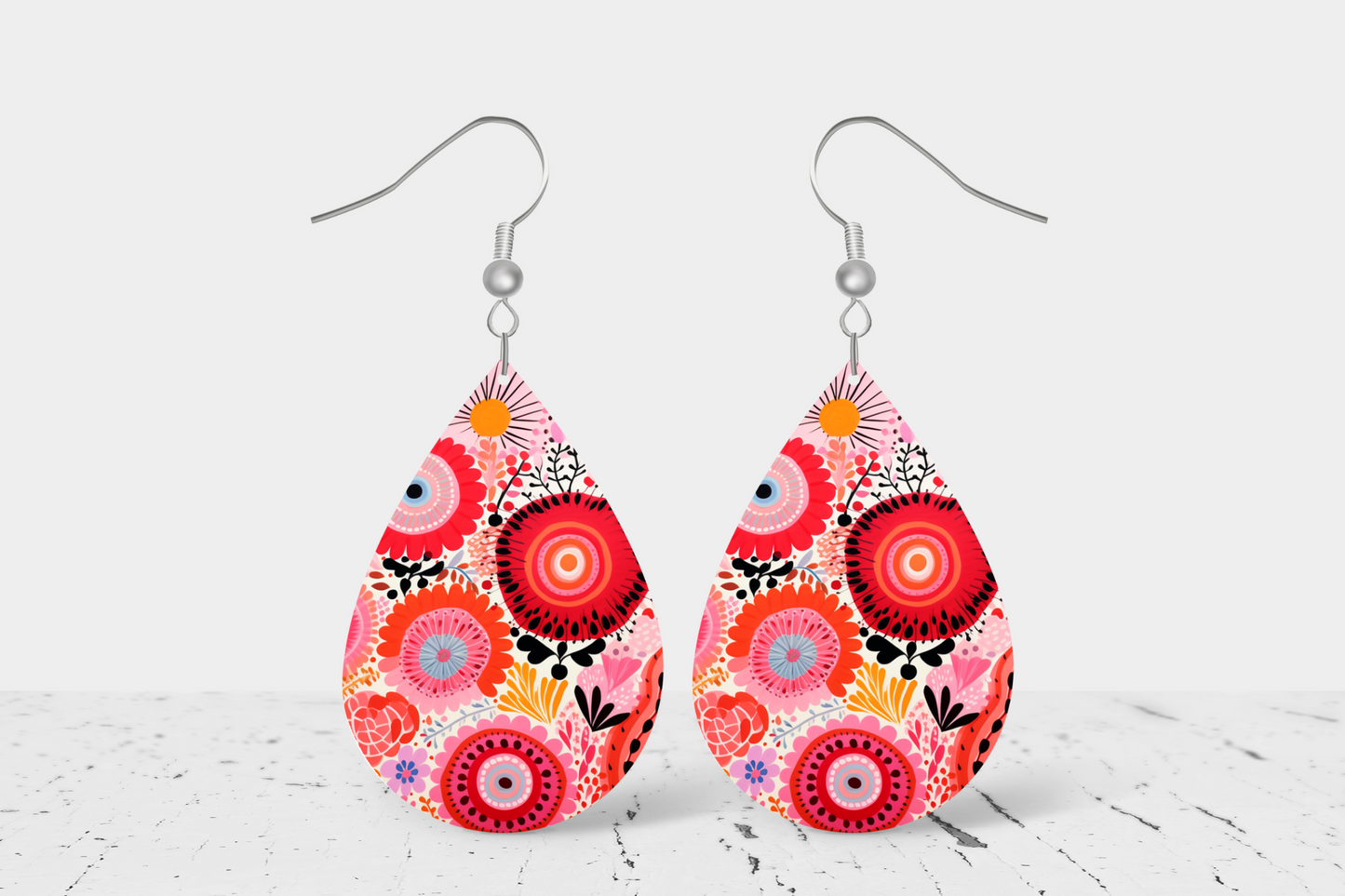 Pink BOHO Teardrop Earrings