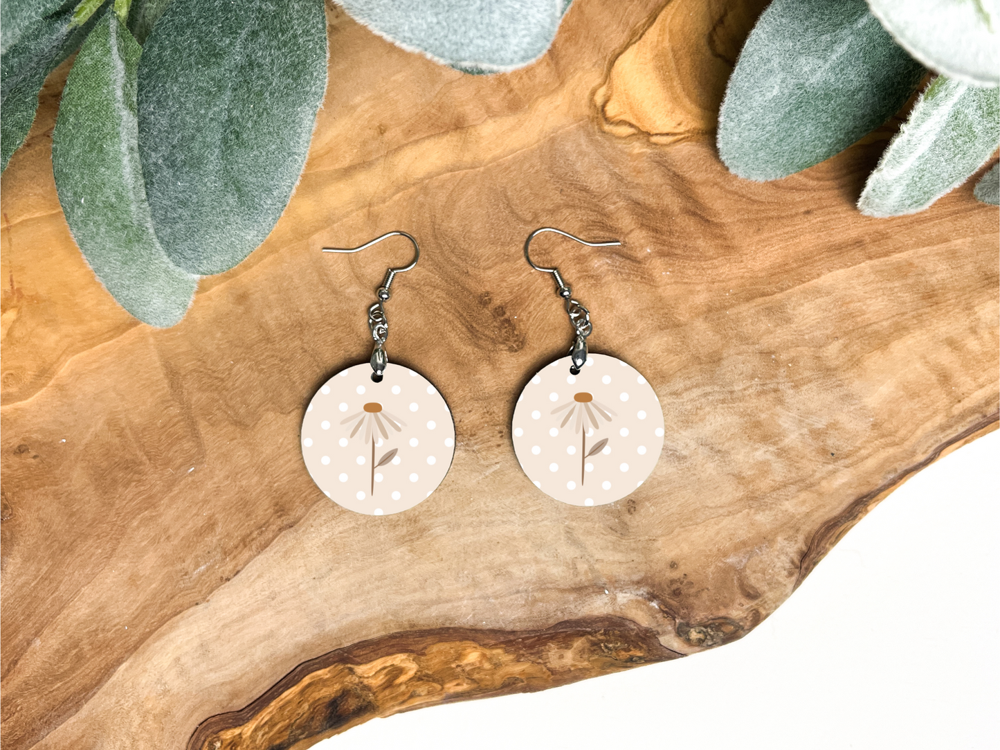 Polka Dot Daisy Round Earrings