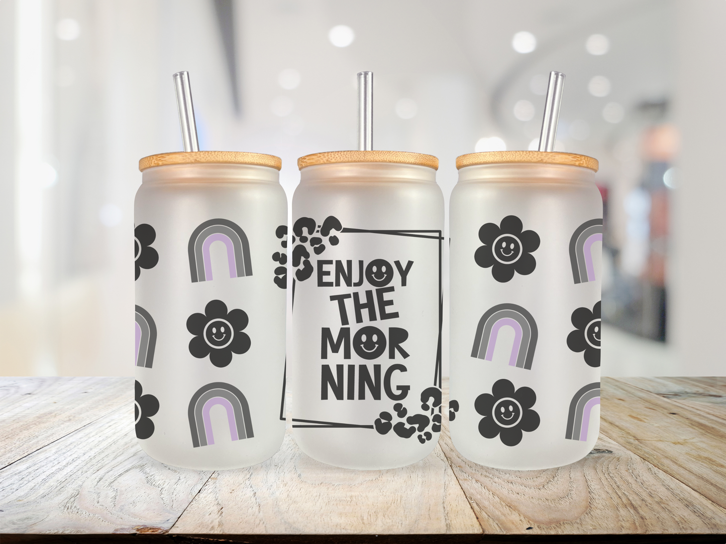 20 oz Glass Cup - Enjoy the Morning