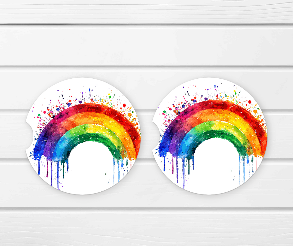 Rainbow Ceramic Car Coaster Set