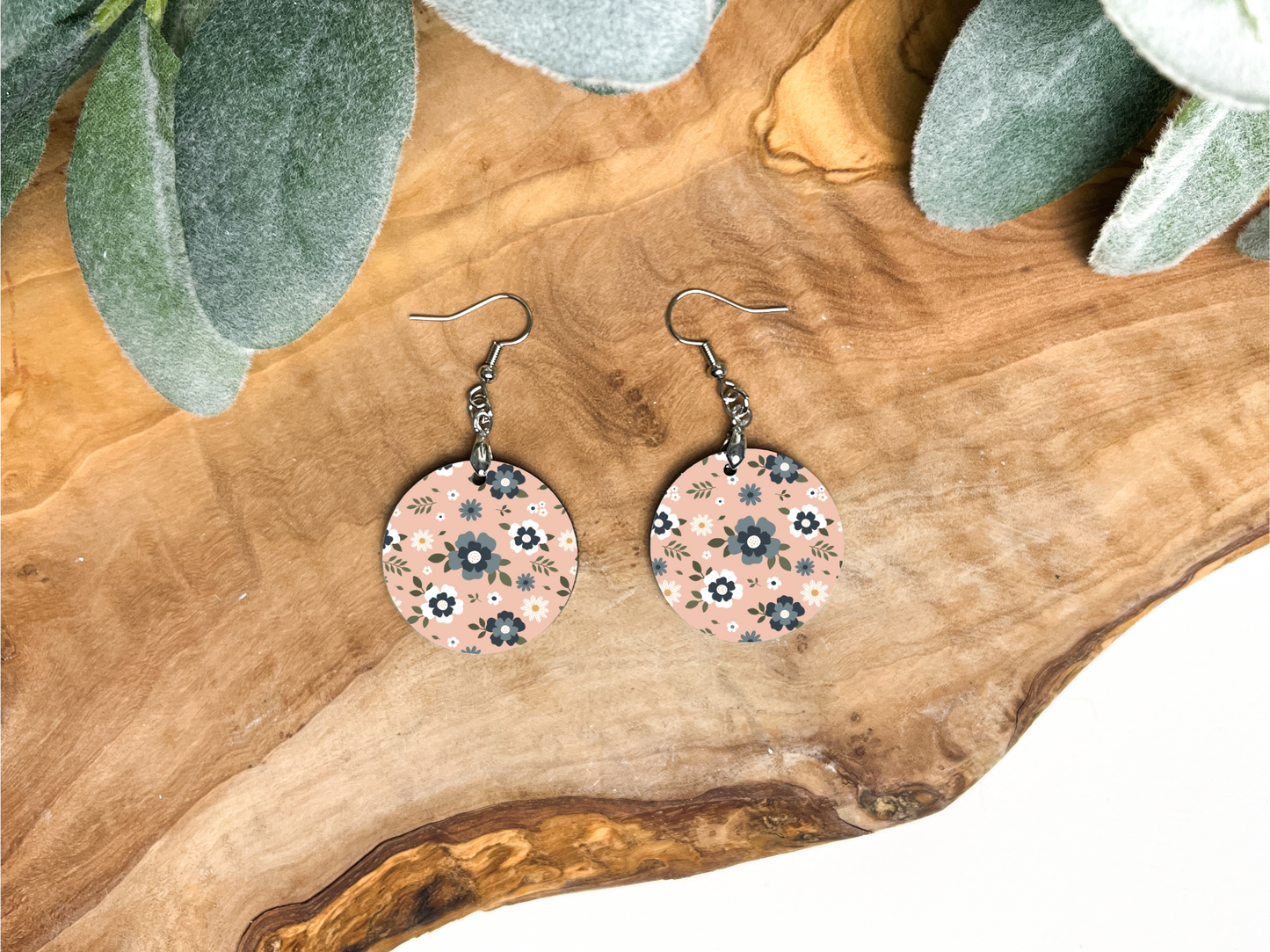 Pink BOHO Floral Round Earrings