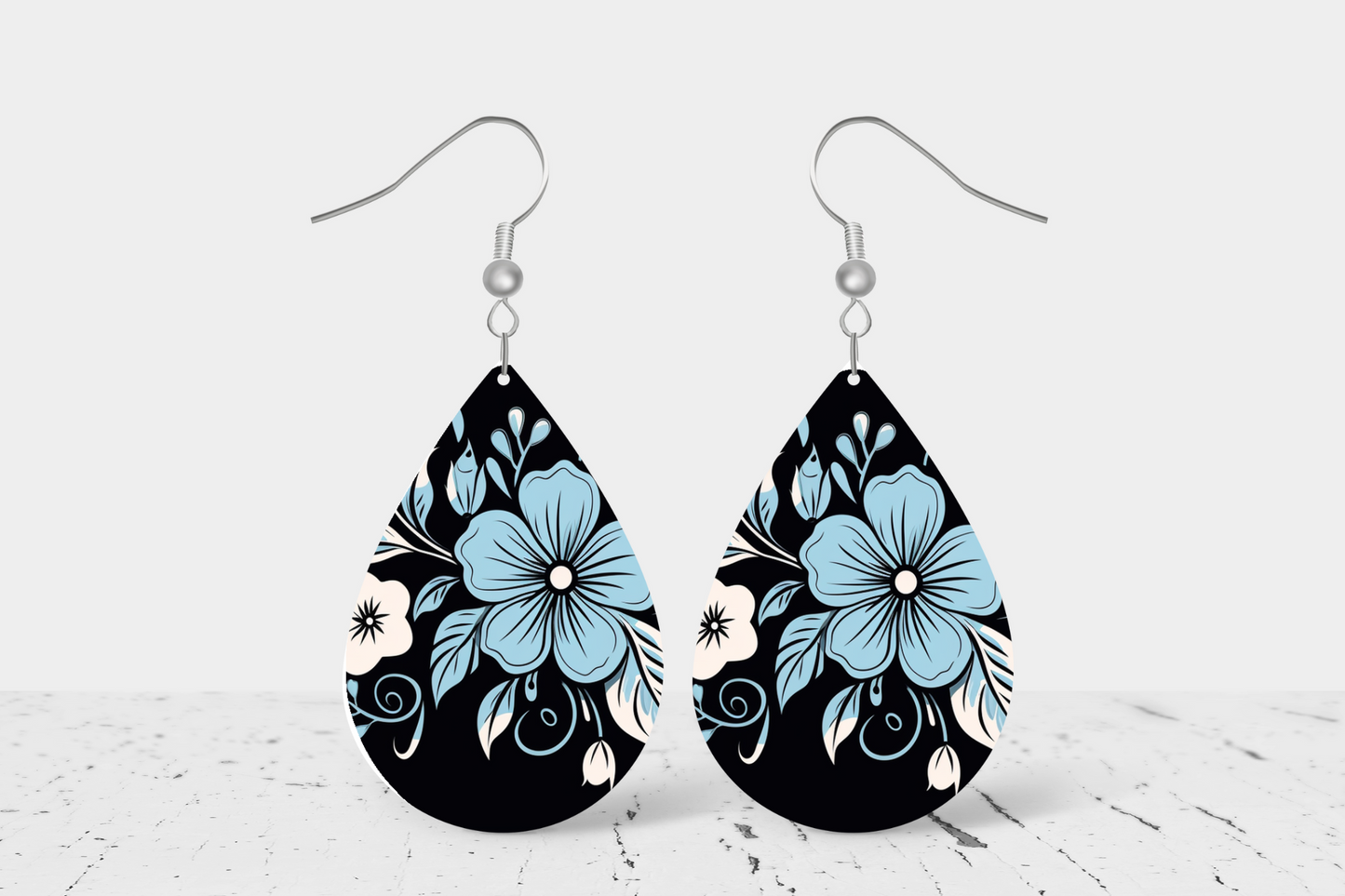 Blue & Black Teardrop Earrings