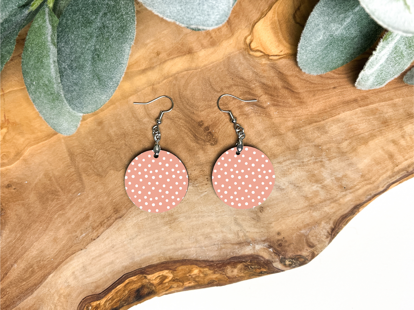 Round Earrings - Polka Dot