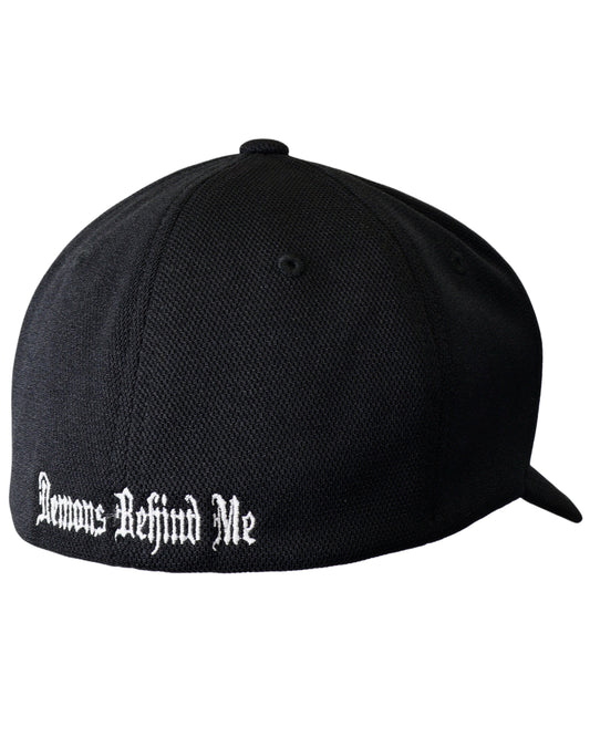 Black Flexfit Never Fade Two-Tone Skull Fitted Cap