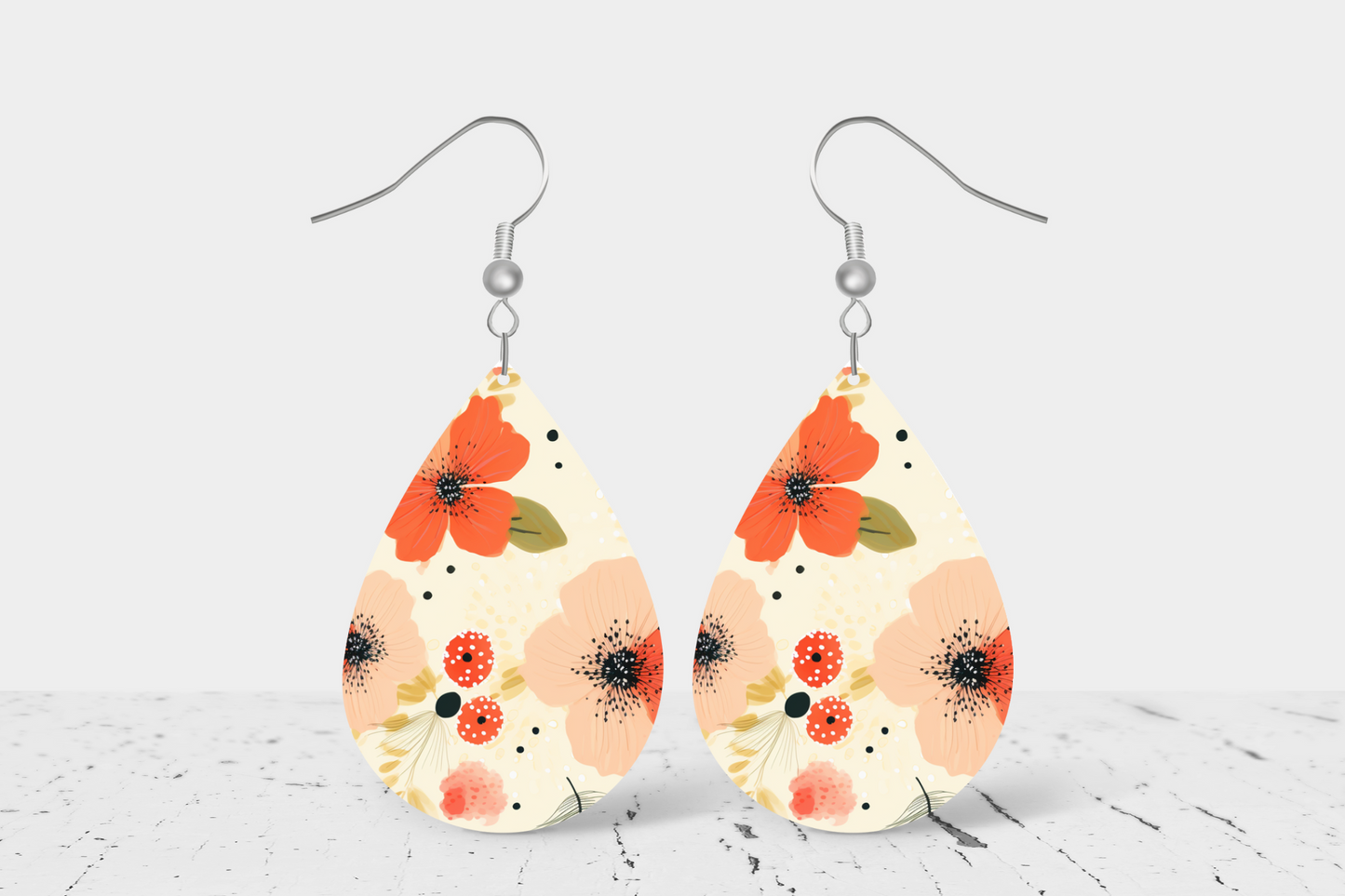 BOHO Pastel Floral Teardrop Earrings