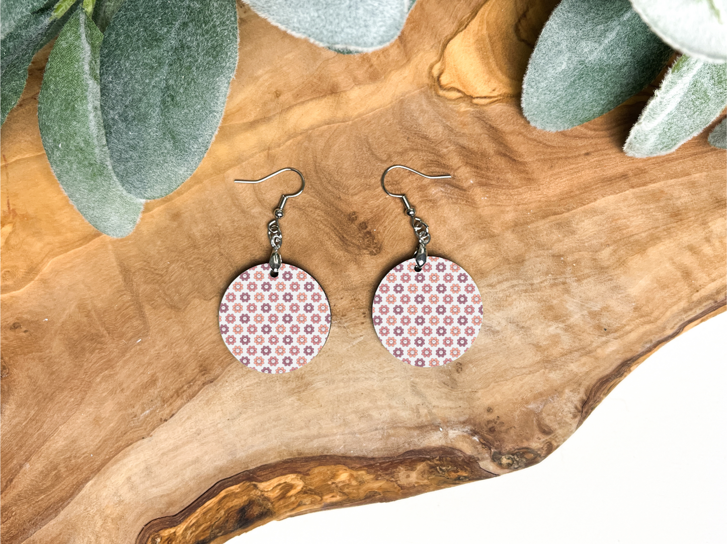 Round Earrings - Groovy Happy Faces
