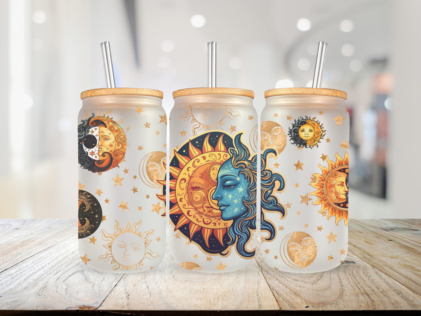 16 oz Glass Cup - Sun & Moon