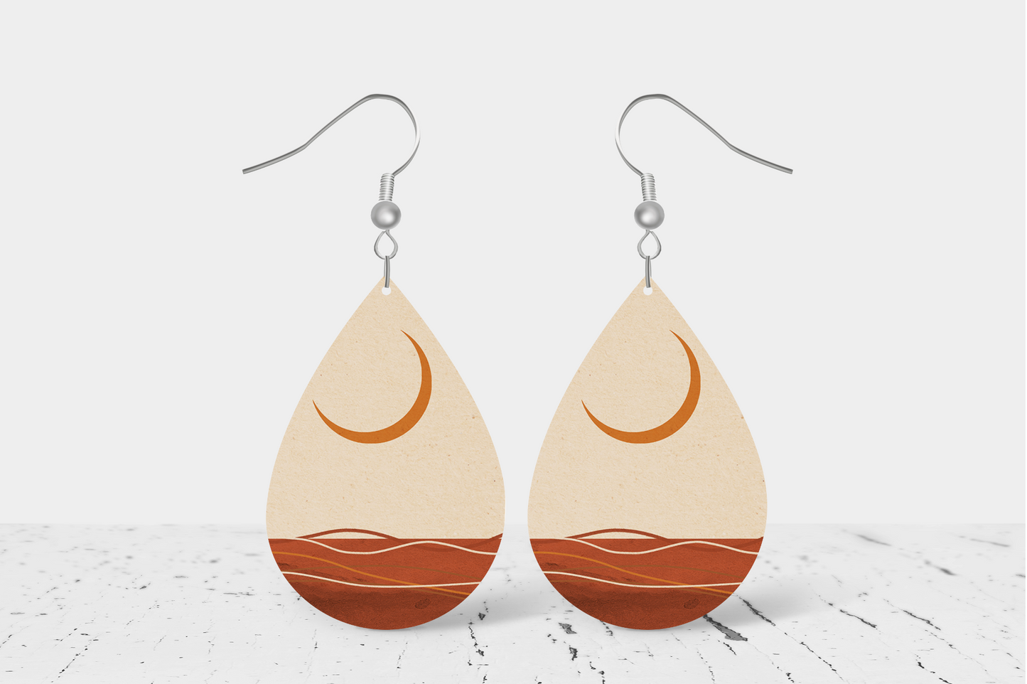 Crescent Moon & Dessert (1) Teardrop Earrings