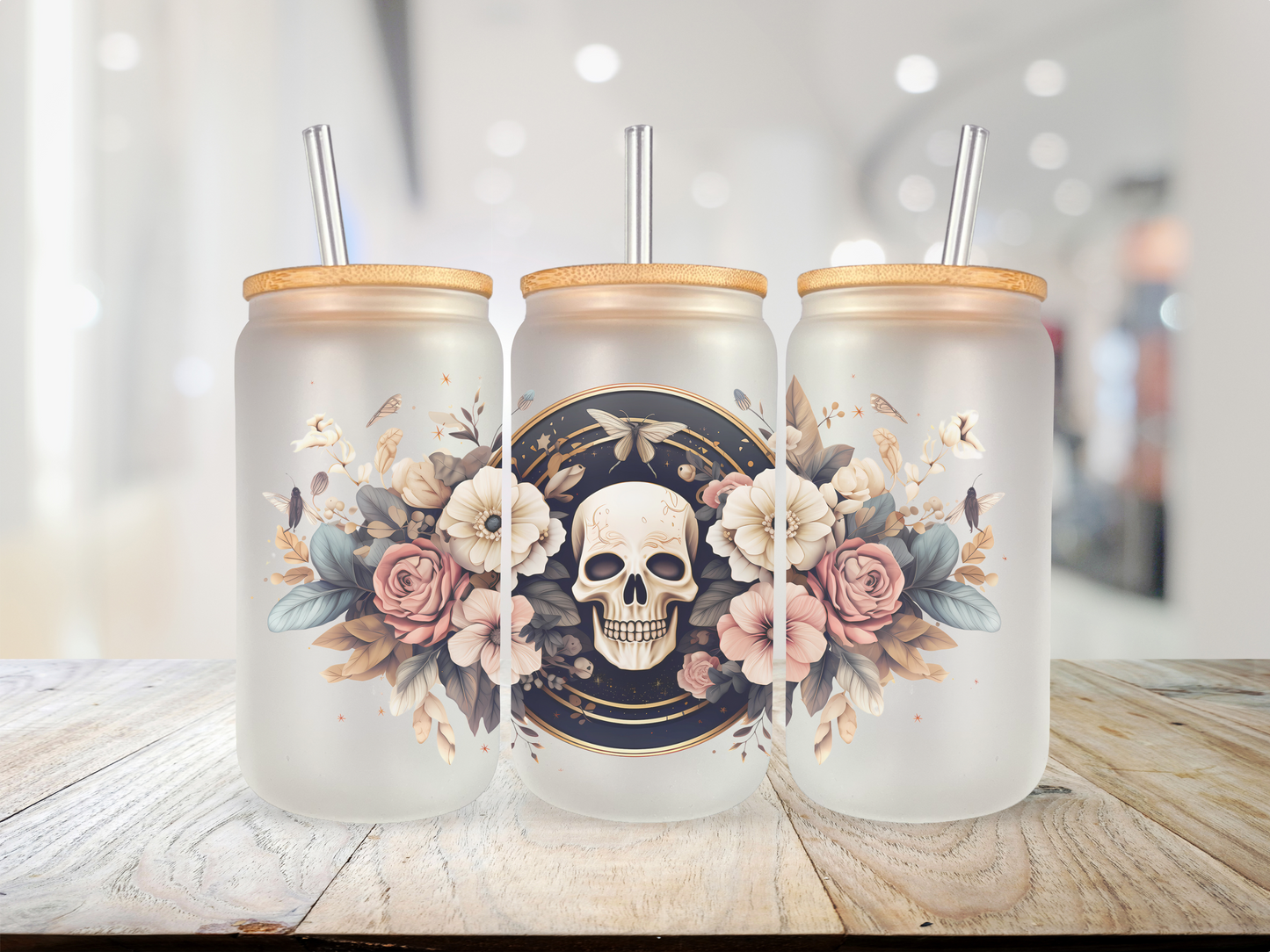 20 oz Glass Cup - Skull