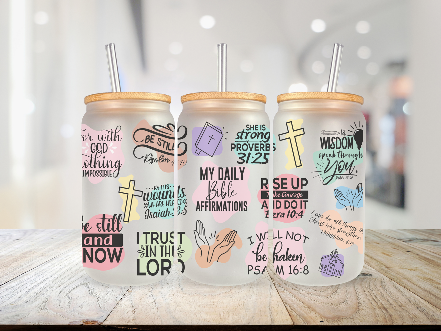 20 oz Glass Cup - Inspirational