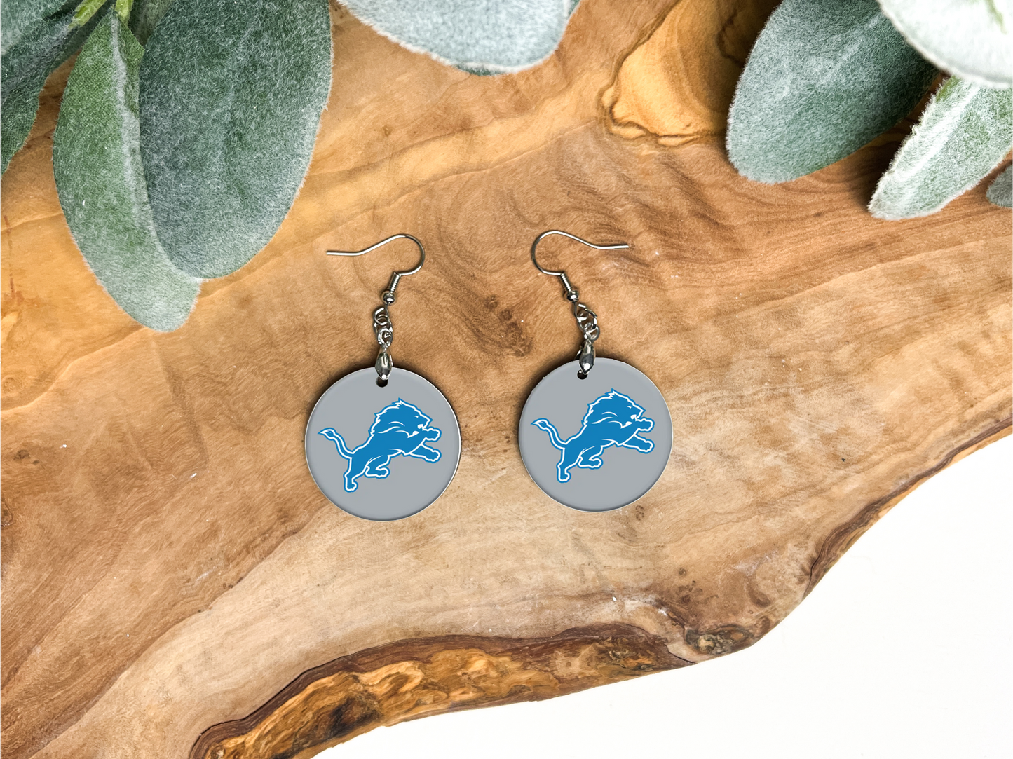 Round Earrings (E83R) β Detroit Lions Spirit
