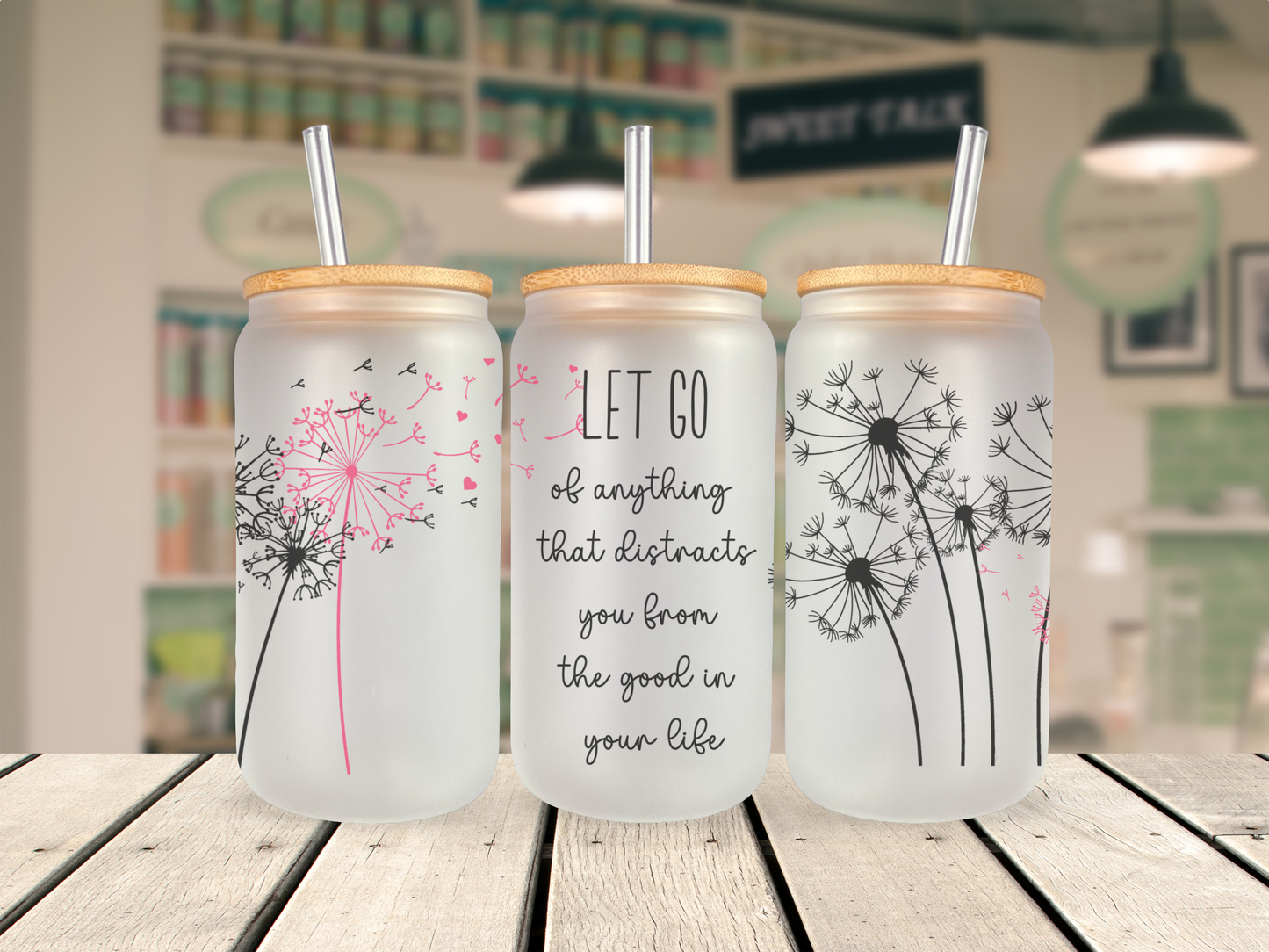 16 oz Glass Cup - Let Go