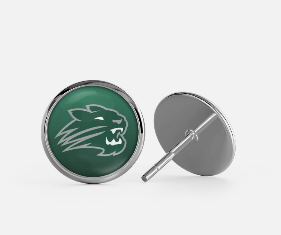 Glass Dome Aluminum Stud Earrings - Jenison Wildcats