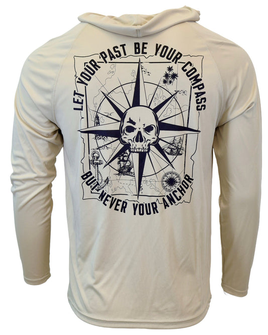 Unisex Nautical Compass Hooded UV Long Sleeve Tee