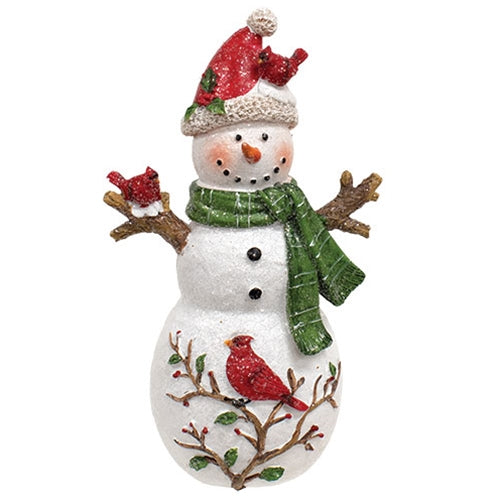 Glittered Resin Cardinal Friends & Vine Snowman, 2 Asstd.