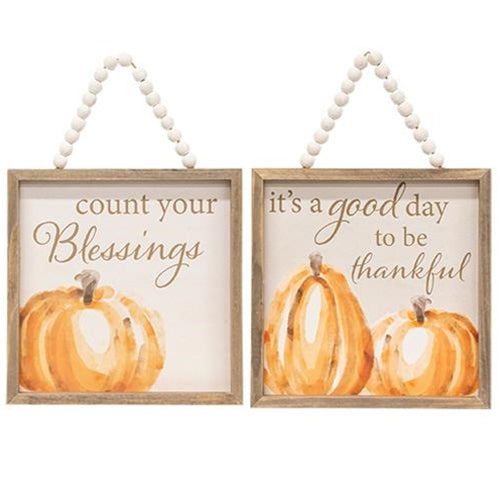 Count Your Blessings Beaded Pumpkin Sign