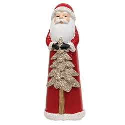 Resin Glitter Winter Floral Santa Figure