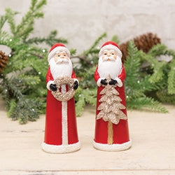 Resin Glitter Winter Floral Santa Figure