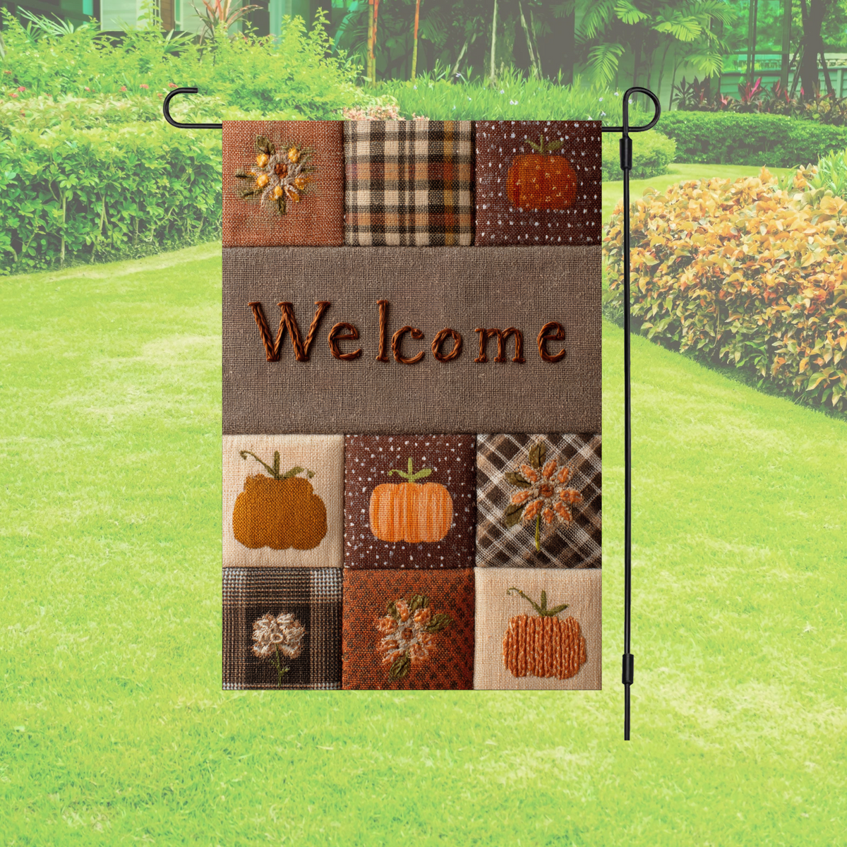 Garden Flag – Fall Patchwork Welcome