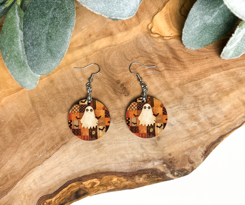 Round Earrings - Halloween - Ghost
