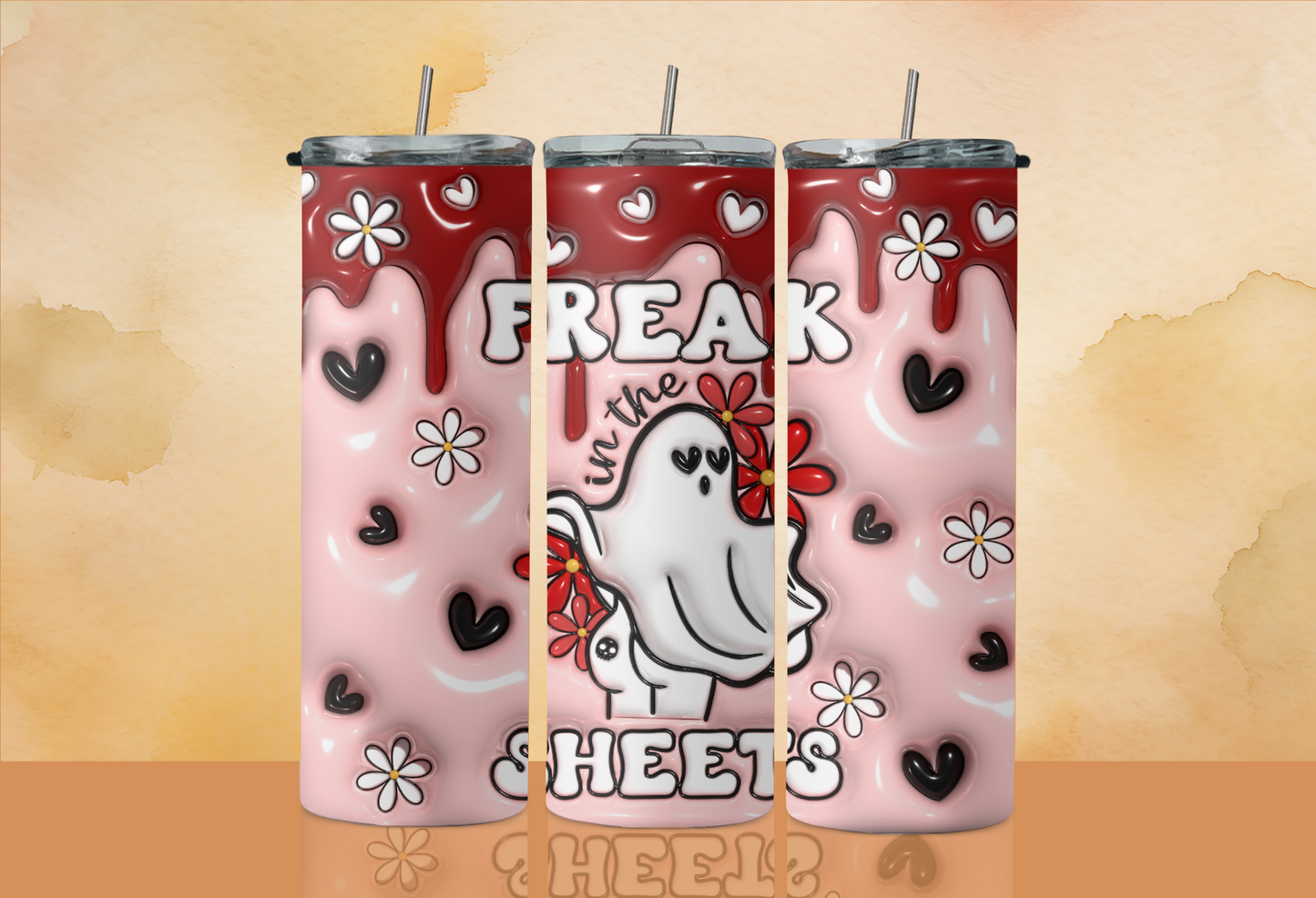 20 oz Skinny Tumbler - Fall - Halloween Inflated Ghost "Freak in the Sheets"