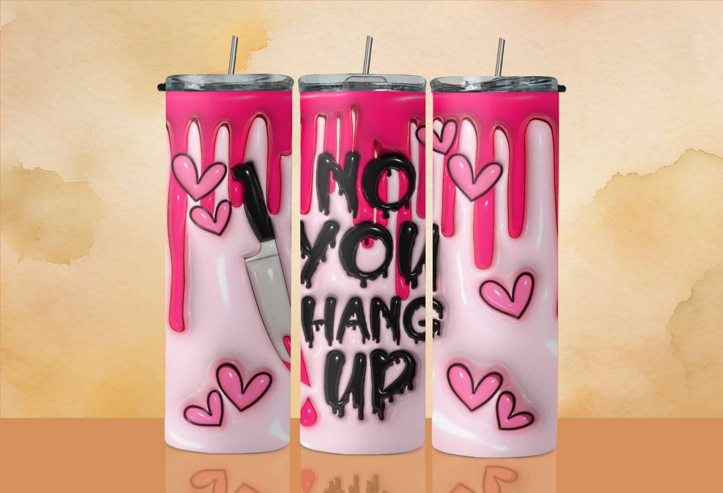 20 oz Skinny Tumbler - Fall - Halloween Inflated "No you Hang up"