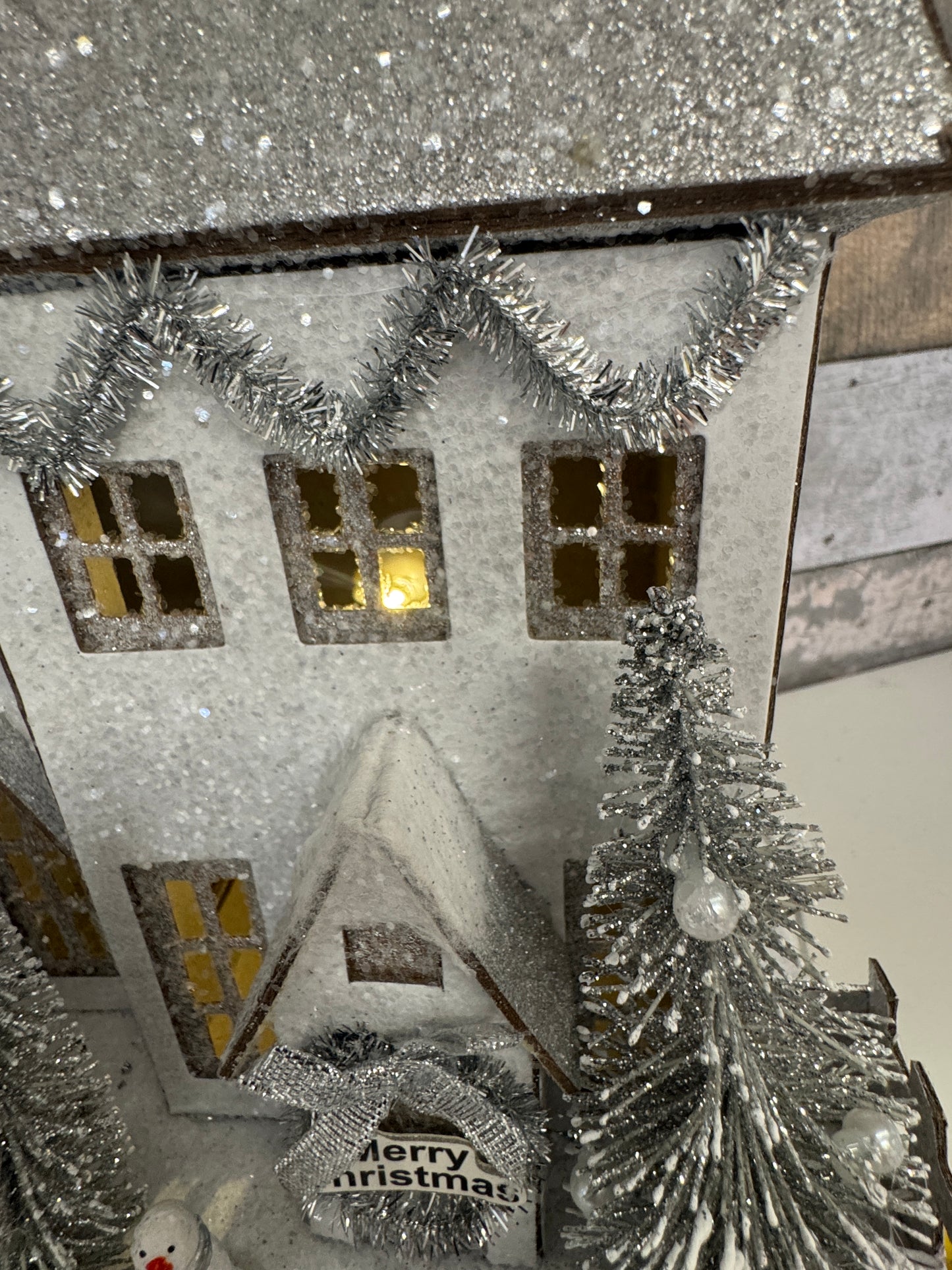 Cody Foster Blue Mill House – Light-Up Vintage Putz Christmas Village House 10.25"