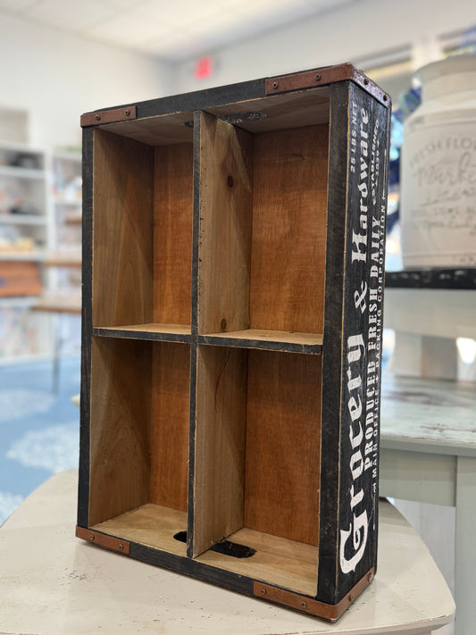 Grocery & Hardware Divided Wooden Crate