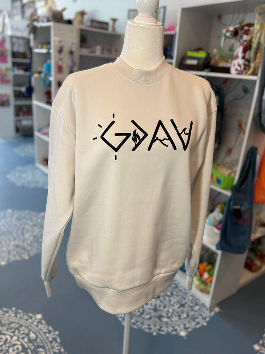 “God Is Great” Graphic Crewneck Sweatshirt – Cream
