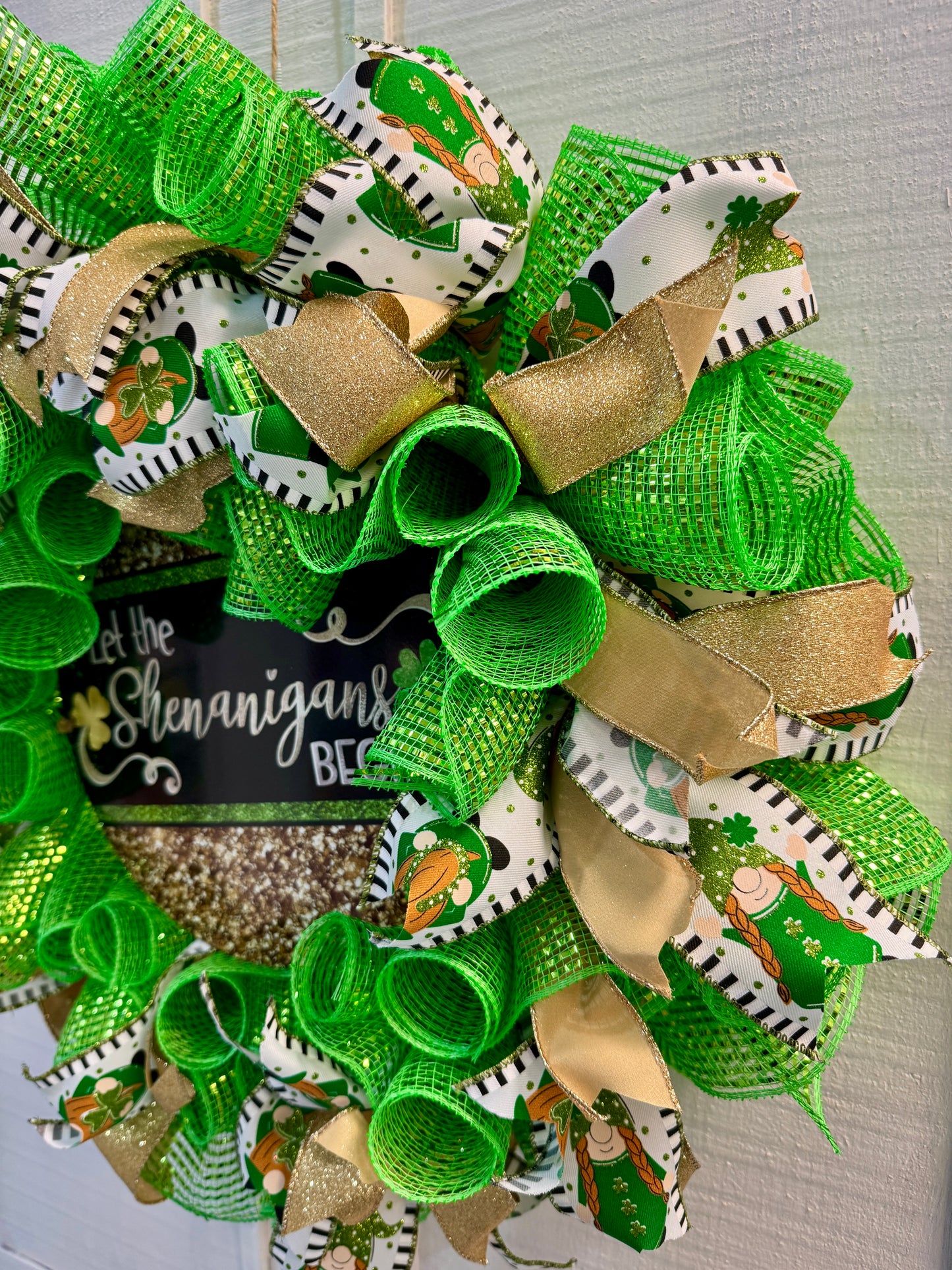 Let the Shenanigans Begin St. Patrick’s Day Deco Mesh Wreath