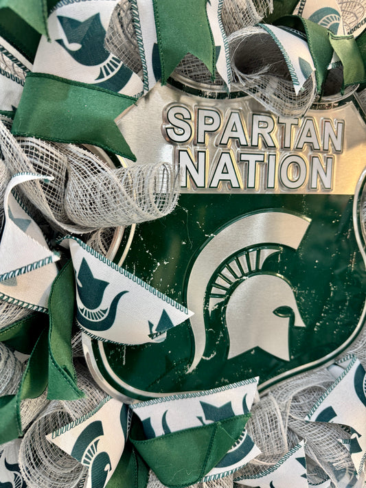 Michigan State Spartan Nation Deco Mesh Wreath