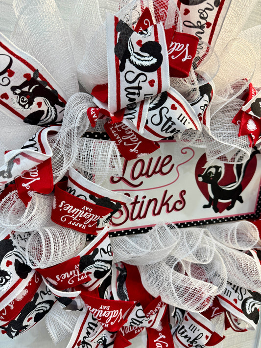 Love Stinks Valentine Deco Mesh Wreath