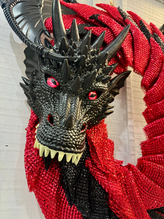 Large Dragon Deco Mesh Wreath