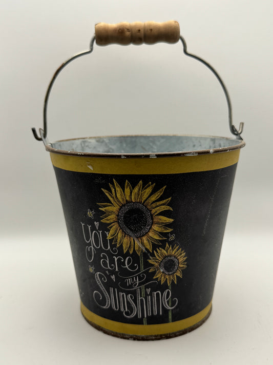 “You Are My Sunshine” Sunflower Metal Bucket – Farmhouse Decor (5")