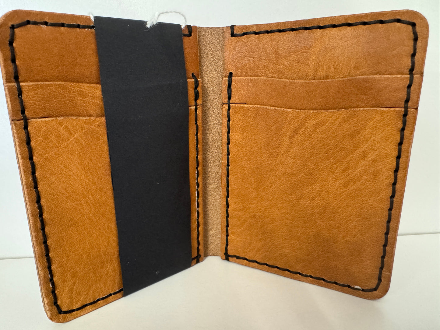 Leather Wallet - Tan w/ Black Stitching