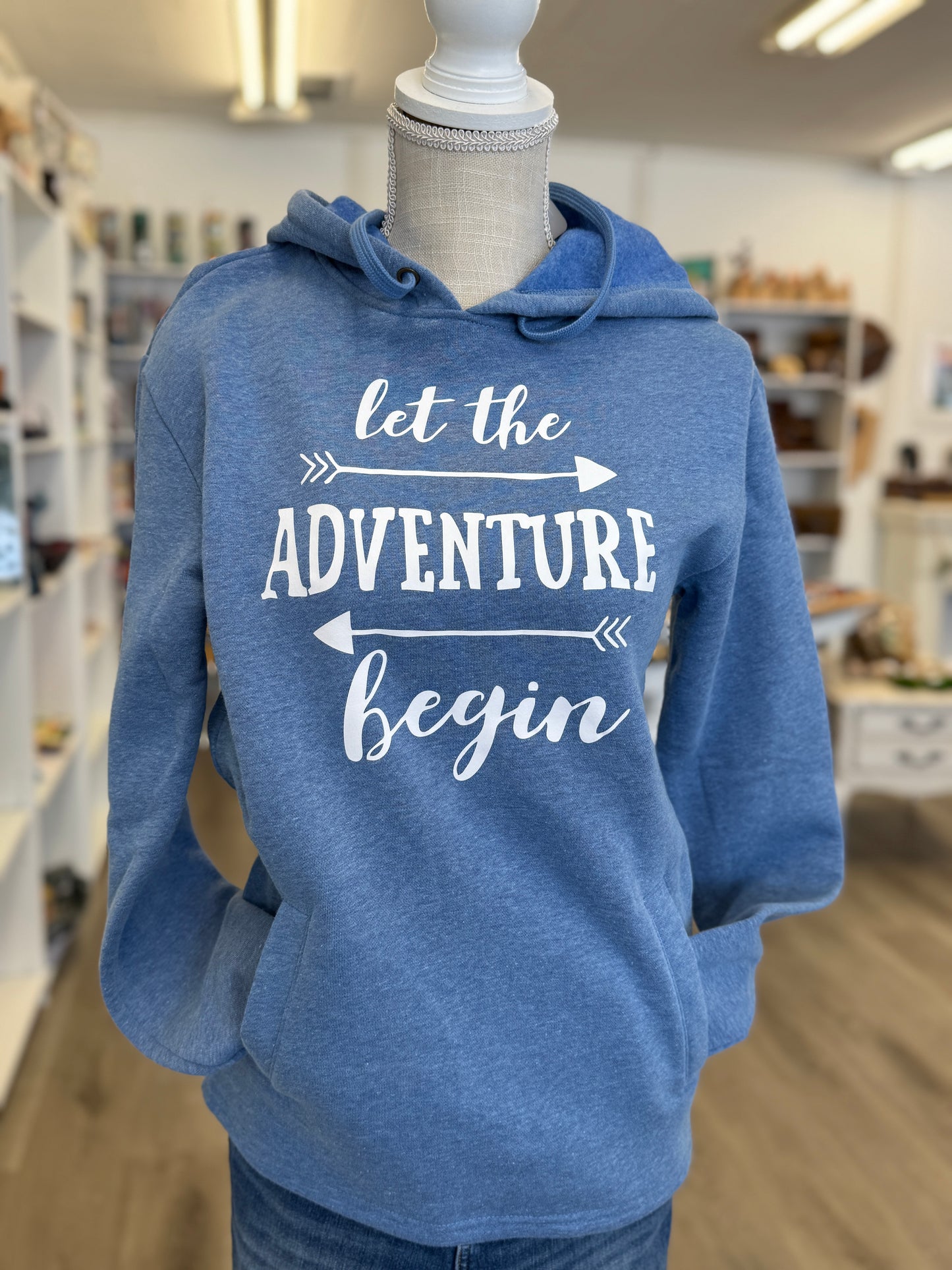 Let the Adventure Begin – Blue Hoodie