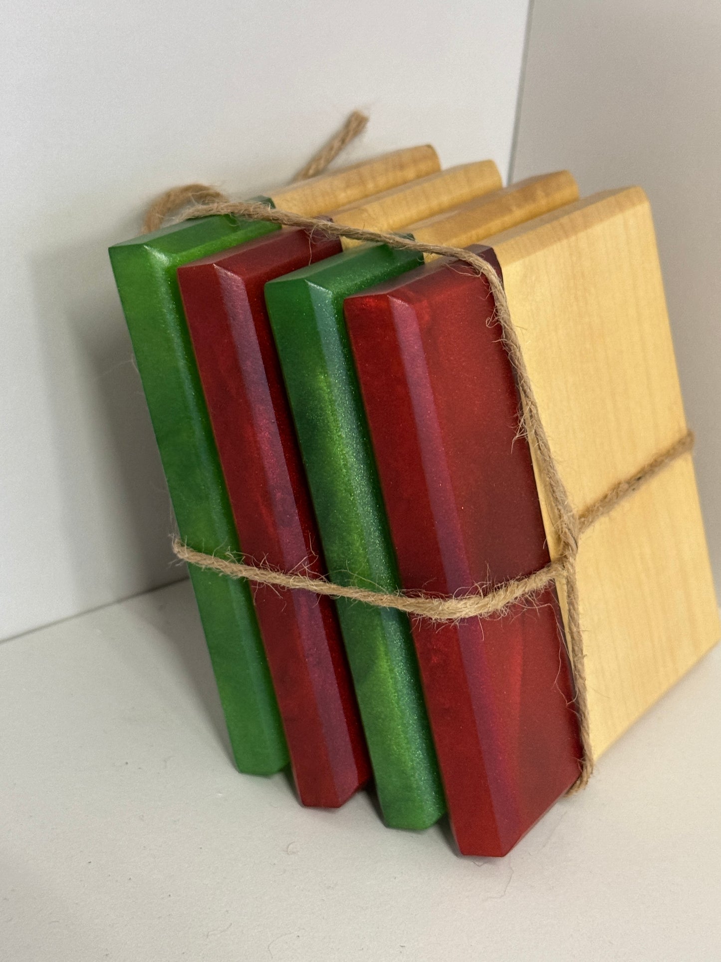 Coaster Set - Light Hardwood / Epoxy Coaster set of 4 (9)