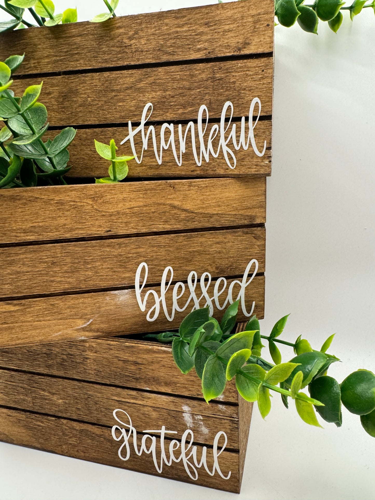 Thankful Blessed Grateful Wooden Crate Set