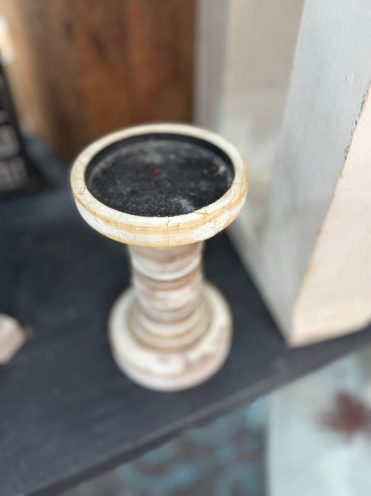 Rustic Distressed Wooden Candle Holder – 8"