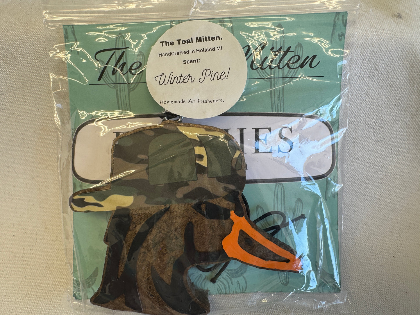 Air Freshener - Winter Pine - Freshie Duck in Camo Hat