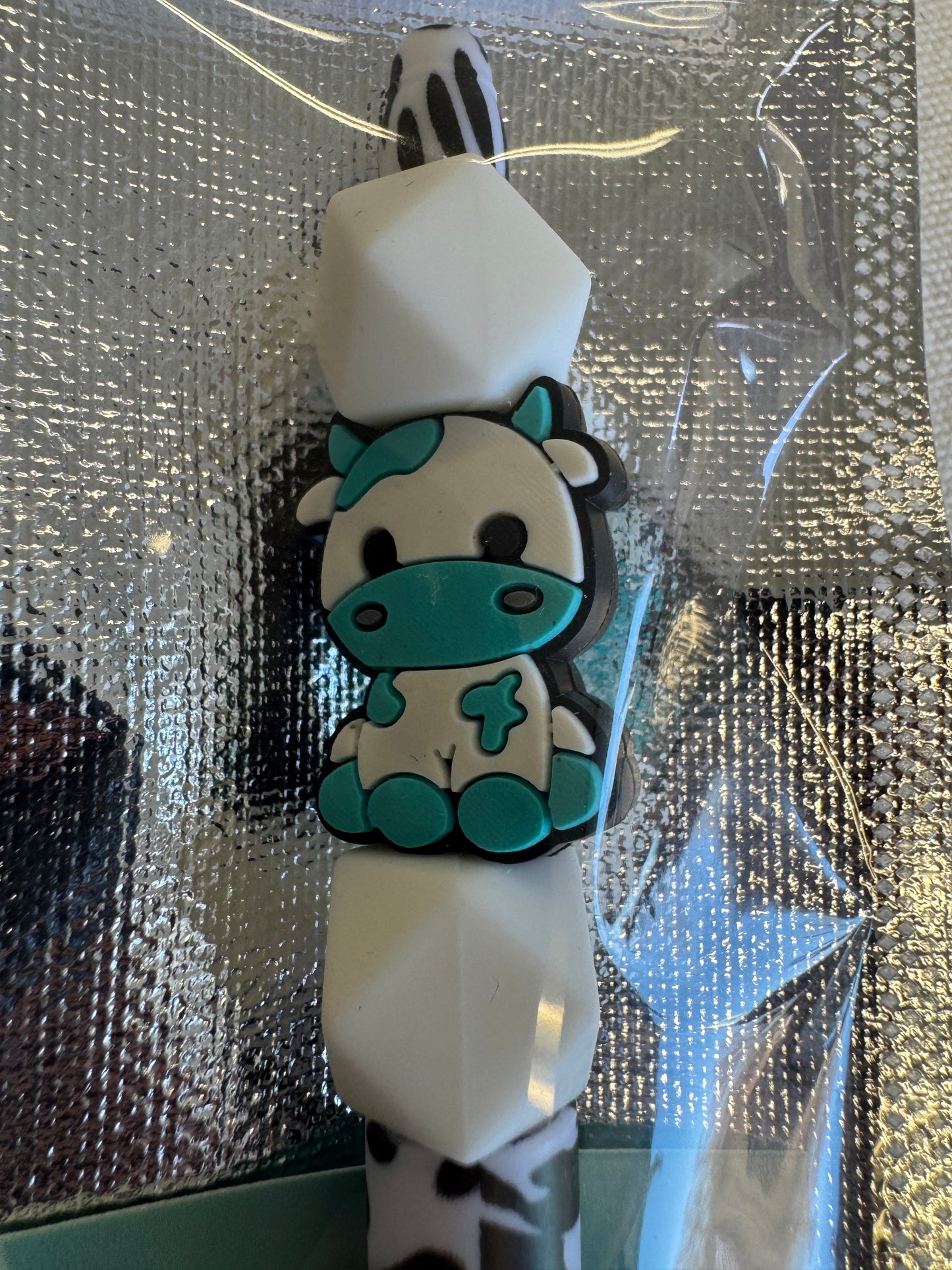 Pen - Teal Cow - Black Ink