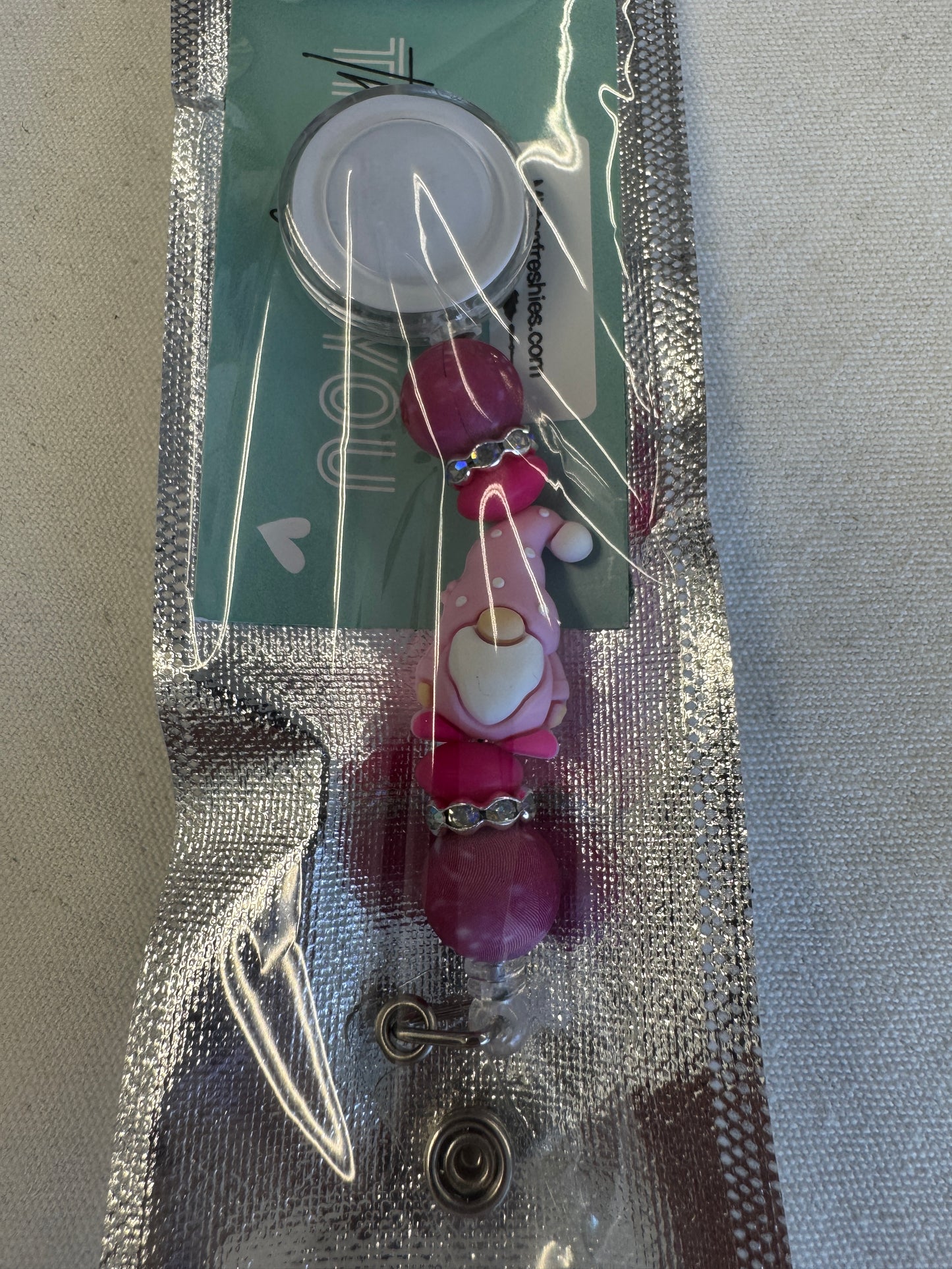 Badge Reel - Pink Gnome