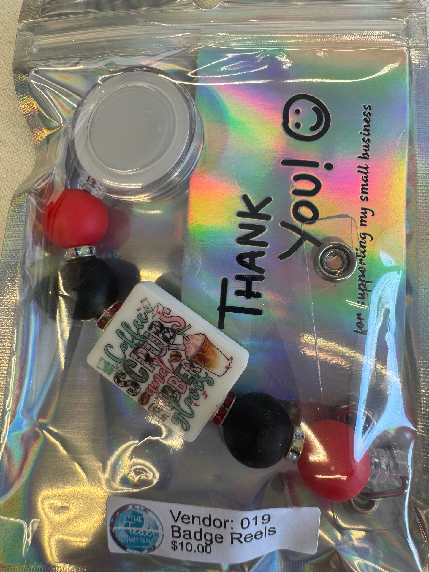 Badge Reel - Caffeine Scrubs & Rubber Gloves