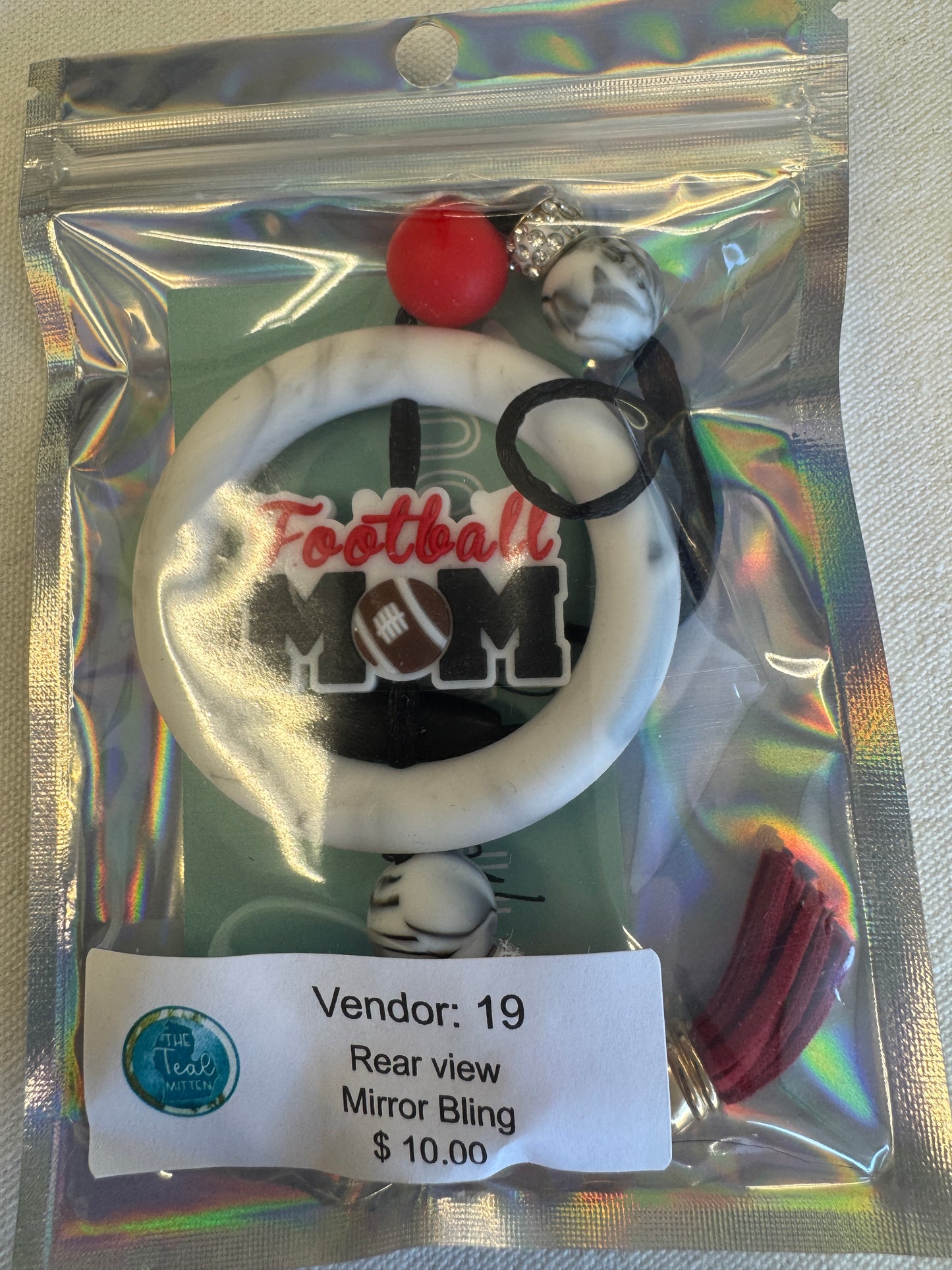 Rearview Mirror Bling - Football Mom