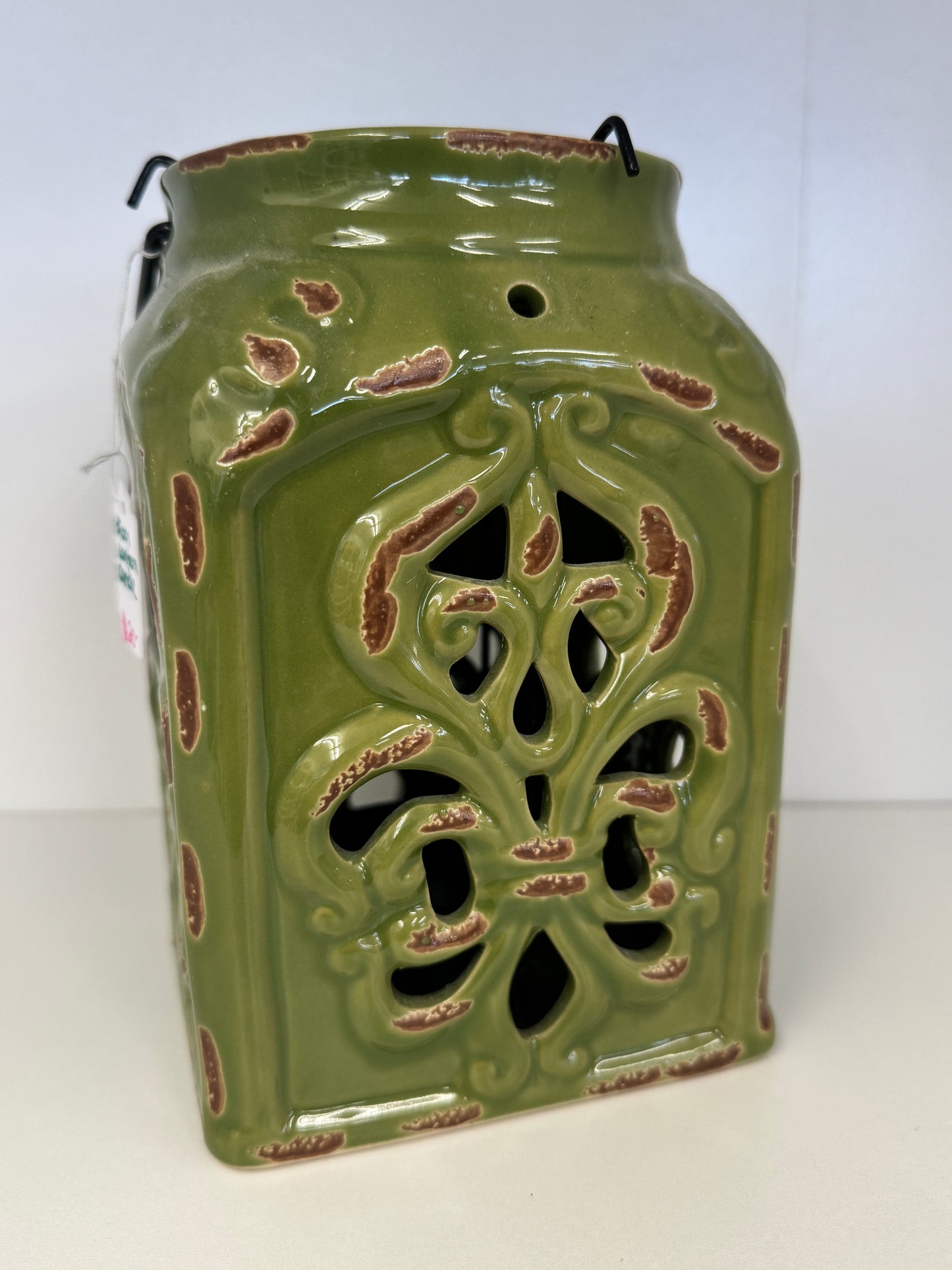 Lantern Tea Light Candle Holder - Green