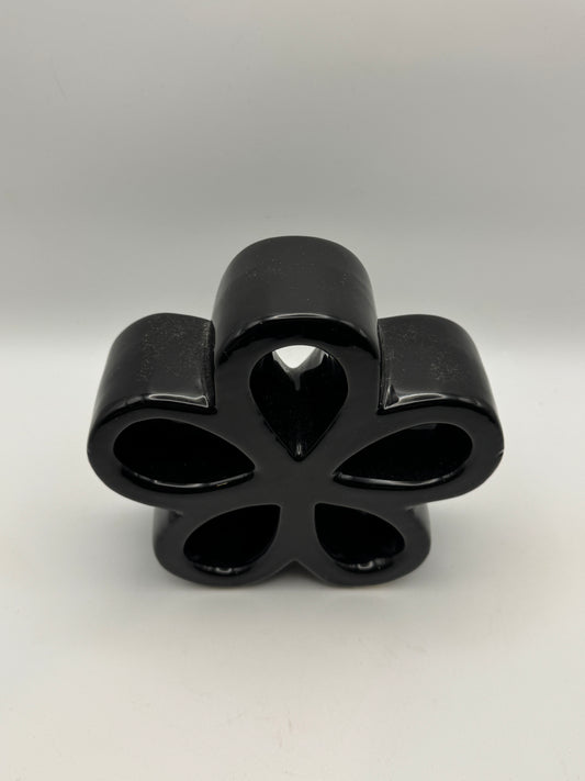 Black Ceramic Flower Tabletop Décor – 5"